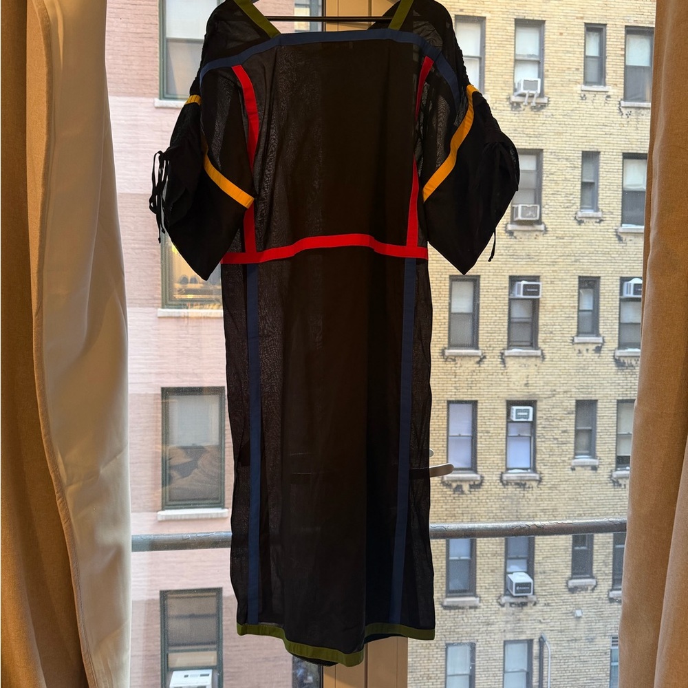 Tory Burch Black Maxi Dress with Red and Yellow Accents